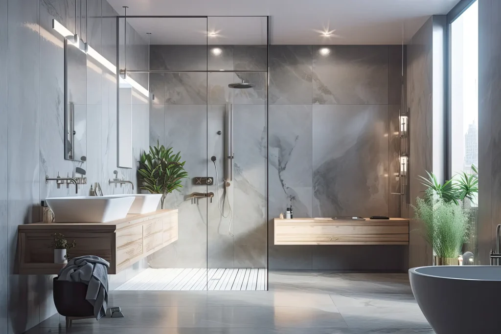 pare-douche, verre, salle de bain, sur mesure
