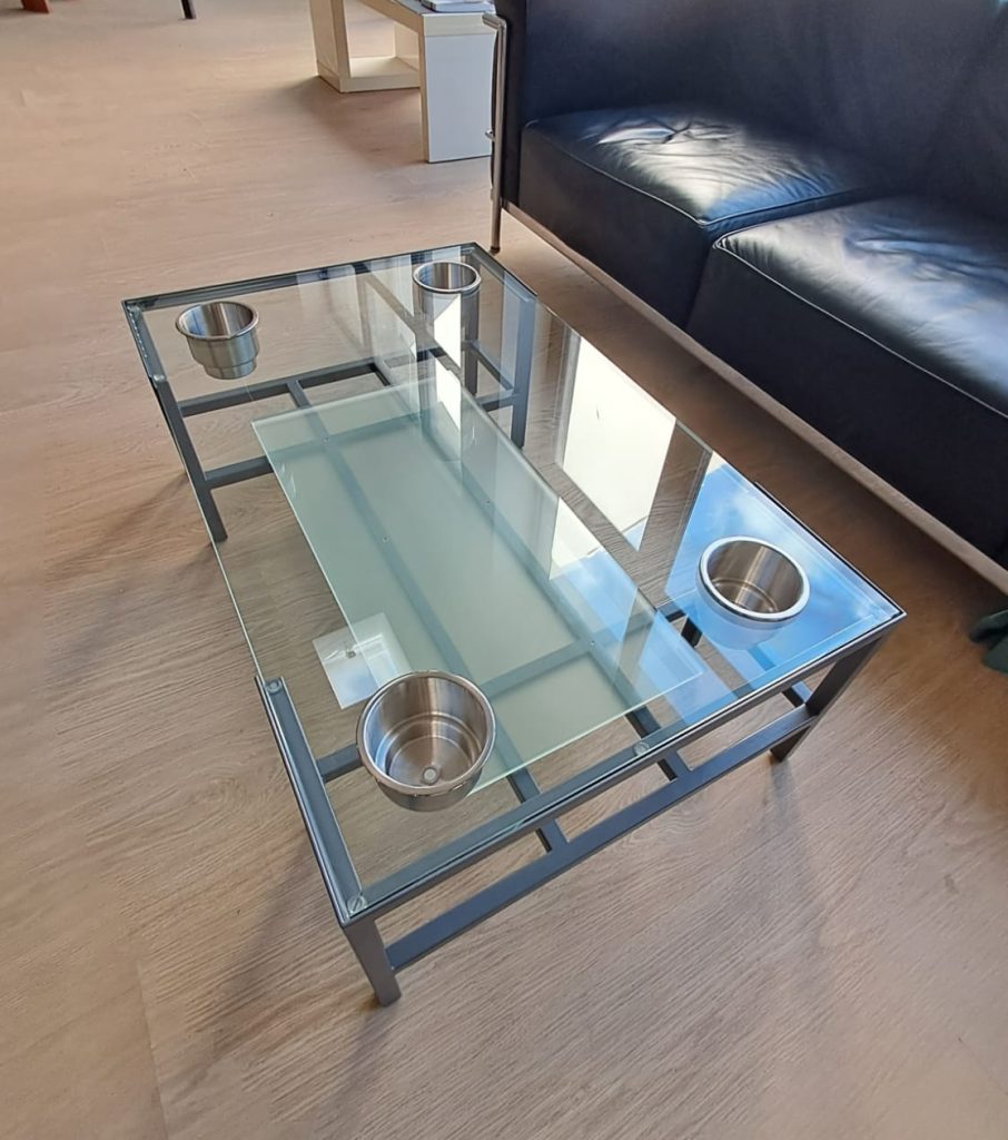 Plateau de table en verre, avec découpe sur-mesure